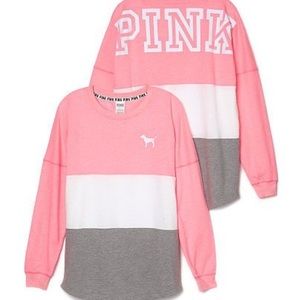 Pink Varsity Pullover Sweatshirt
