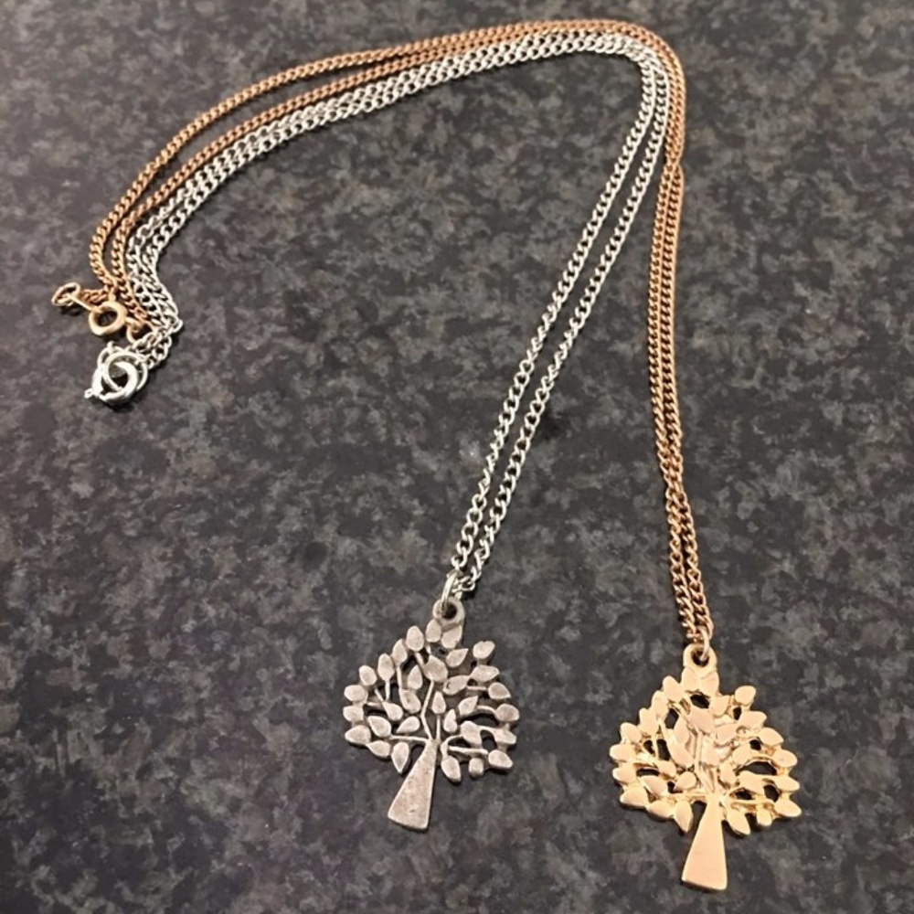 Unique Handmade Gold / Silver Tree Charm Necklac