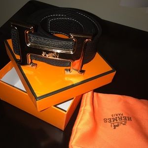 Hermès Reversible Leather Belt With Logo Buckle