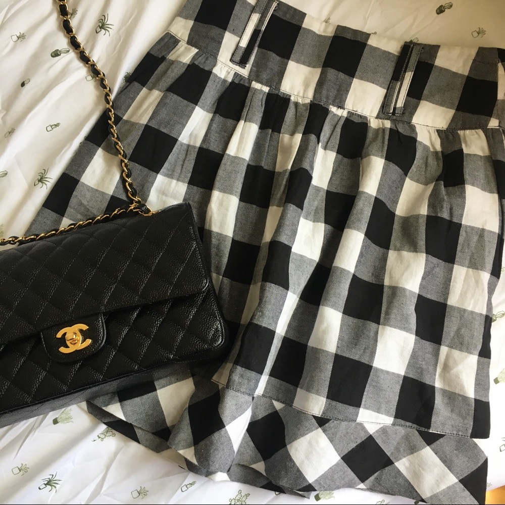 High-Waisted Gingham Skirt