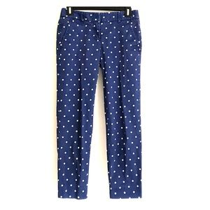 J. Crew polka dot stretch pants blue white