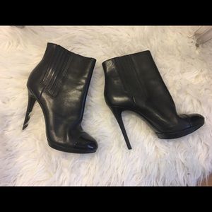Brian Atwood Fragola Patent Cap Toe Booties