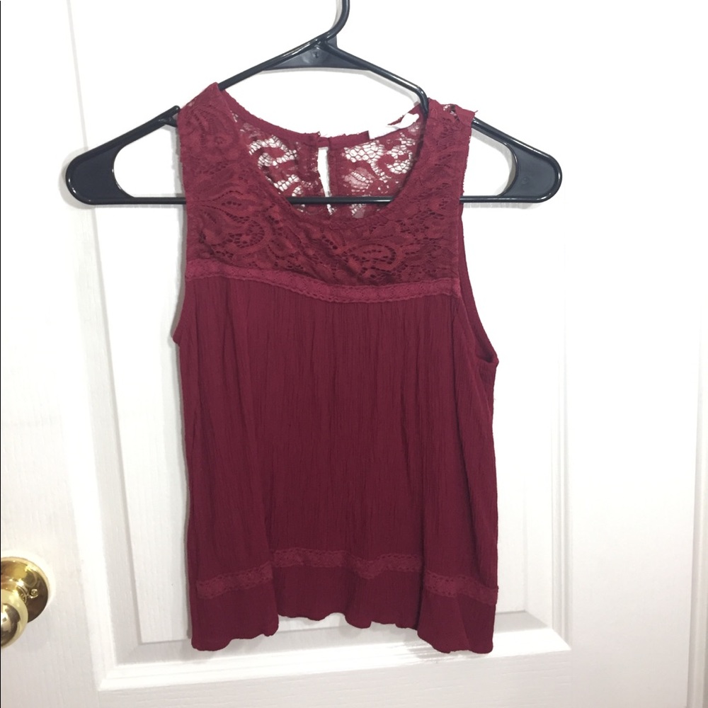 Burgundy Lace Tank Top