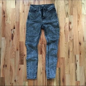 Acid Wash Black Skinny Jeans