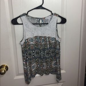 Tank Top with Lace detailing and colorful design