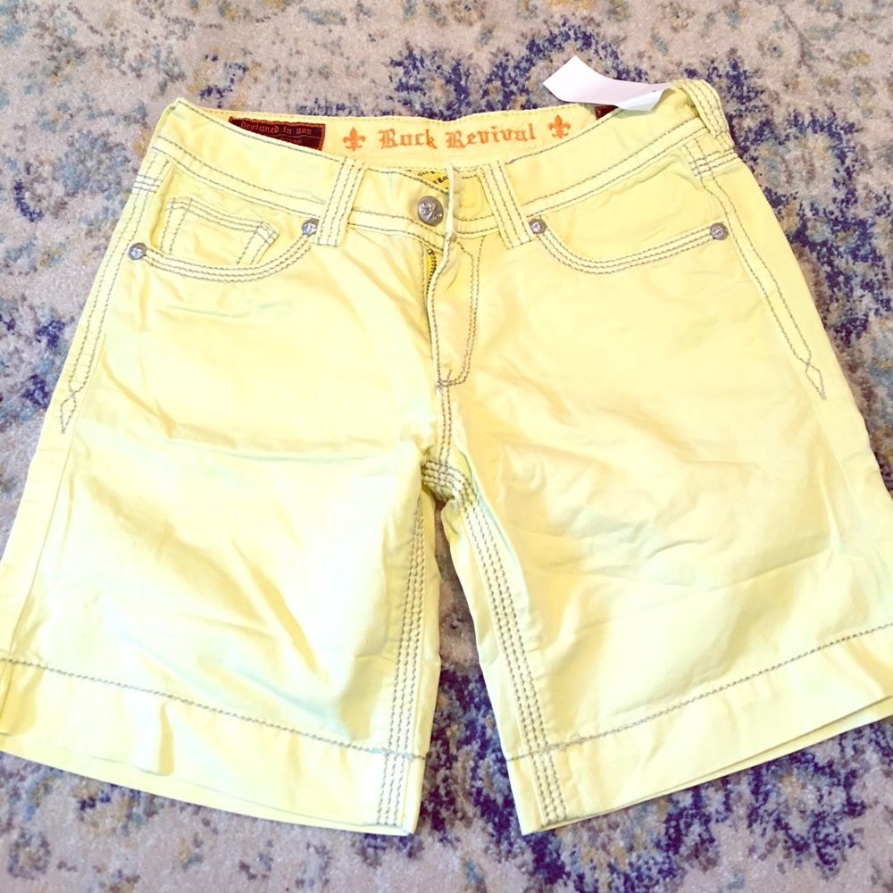 Rock revival shorts size 28 bright yellow