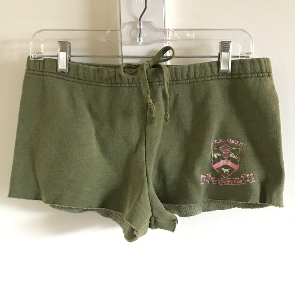 Navy Green Victoria's Secret PINK Sweat Shorts