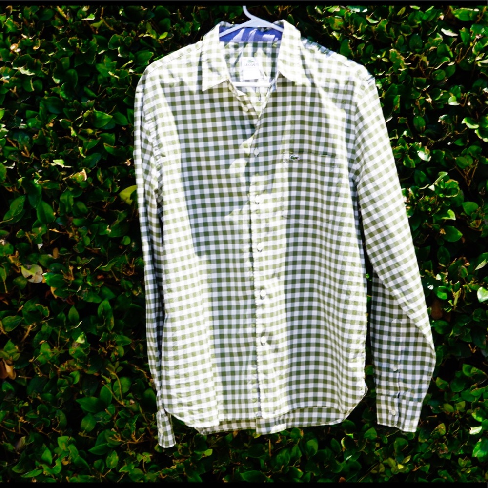 LACOSTE LONG SLEEVE GREEN CHECKERS