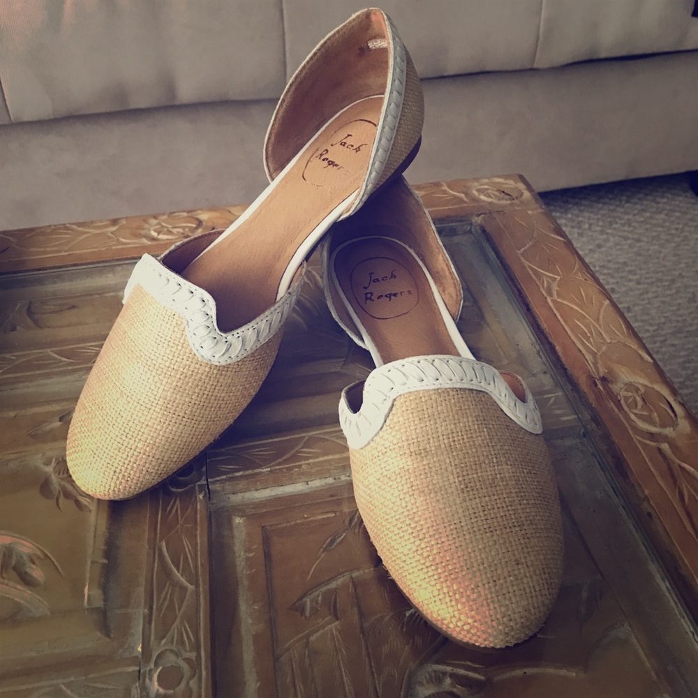 Jack Rogers sz6.5 flats white/tan