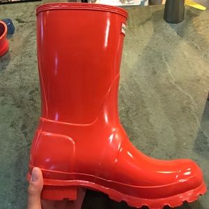 New, glossy Hunter Boots, short