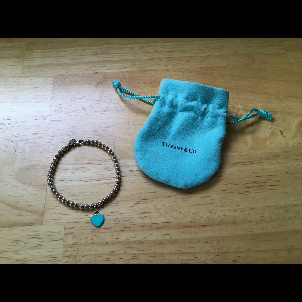 Tiffany & Co. Sterling Silver/ Teal Heart Bracelet