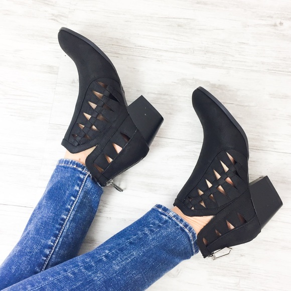 Black Cut out Booties - Picture 2 of 8