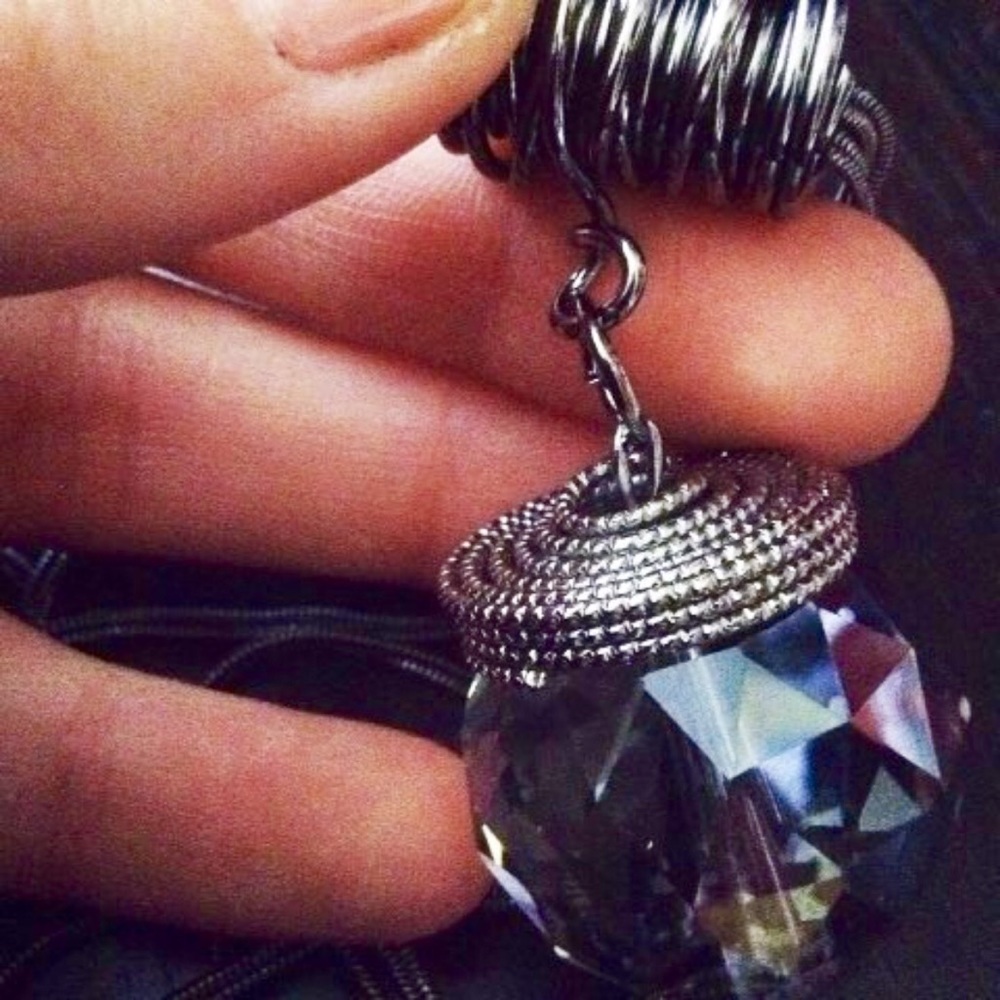 Crystal Sphere Spiral Coil Modern Long Pendant NWT - Picture 6 of 8