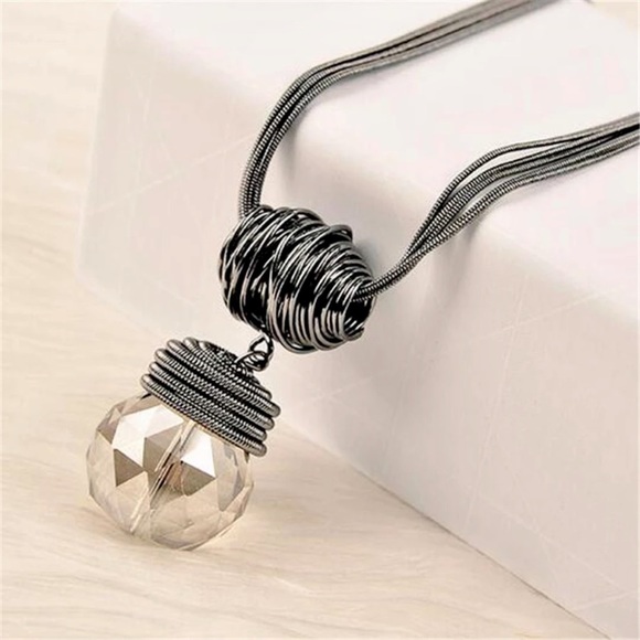 Crystal Sphere Spiral Coil Modern Long Pendant NWT - Picture 2 of 8