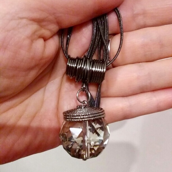 Crystal Sphere Spiral Coil Modern Long Pendant NWT - Picture 5 of 8