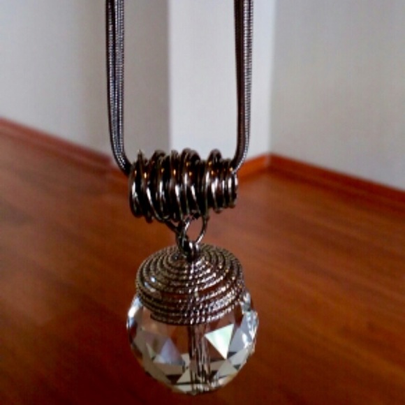Crystal Sphere Spiral Coil Modern Long Pendant NWT - Picture 7 of 8