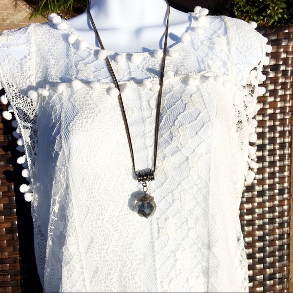 Crystal Sphere Spiral Coil Modern Long Pendant NWT - Picture 8 of 8