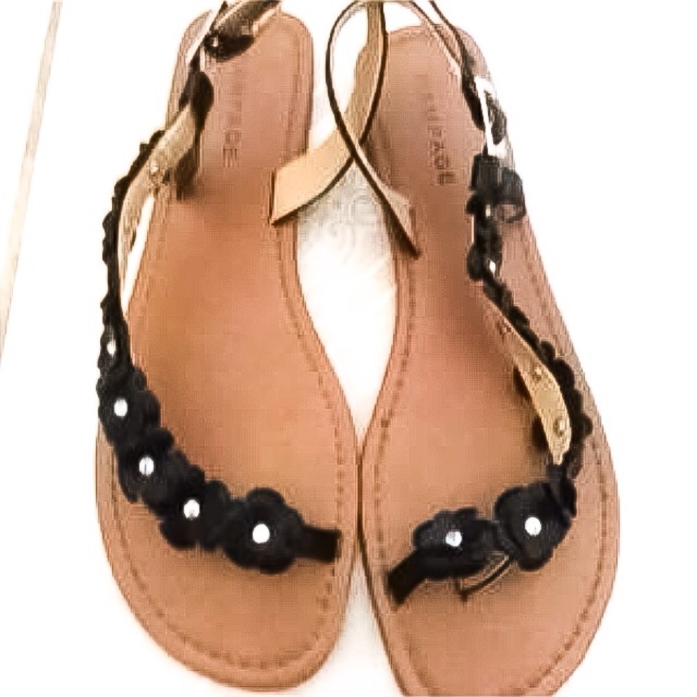 Black floral sandals