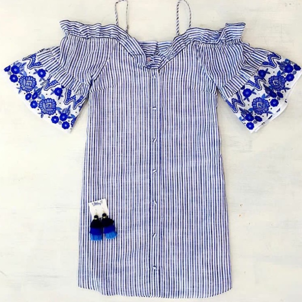 Parker Keegan Striped Button Front Mini Dress