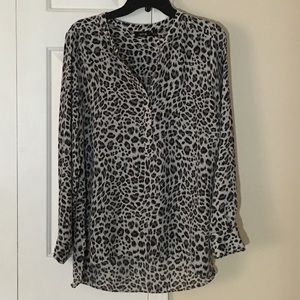 APT 9 Long Sleeve Cheetah Print Shirt