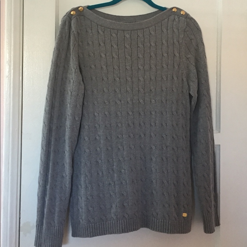GREY CABLE KNIT SWEATER