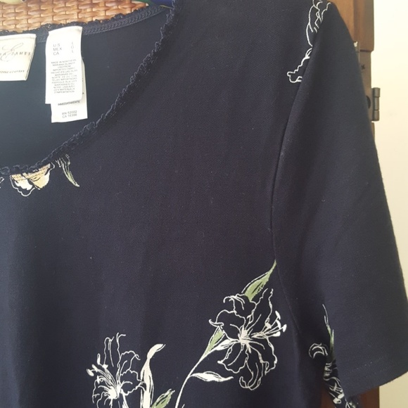 Emma James Floral Blue Short Sleeves Blouse Top.  L - Picture 4 of 8