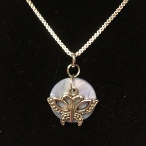 Tibetan silver butterfly pendant w silver chain