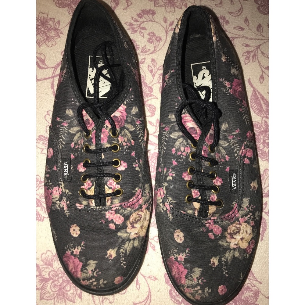 Black Floral Vans