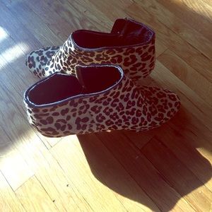 Urban Outfitters pony hair leopard ankle booties