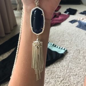 Rayne Gold Pendant Necklace in Navy's Cat Eye