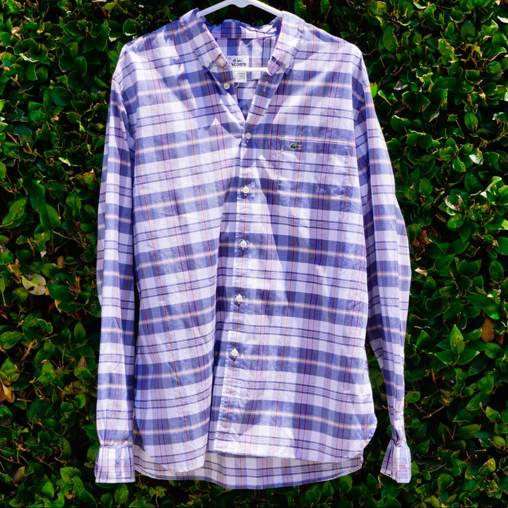 LACOSTE LONG SLEEVE BLUE CHECKERS