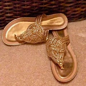 Kate Spade New York Gold Woven Metallic Sandals