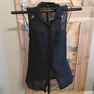 Women's black sheer tank