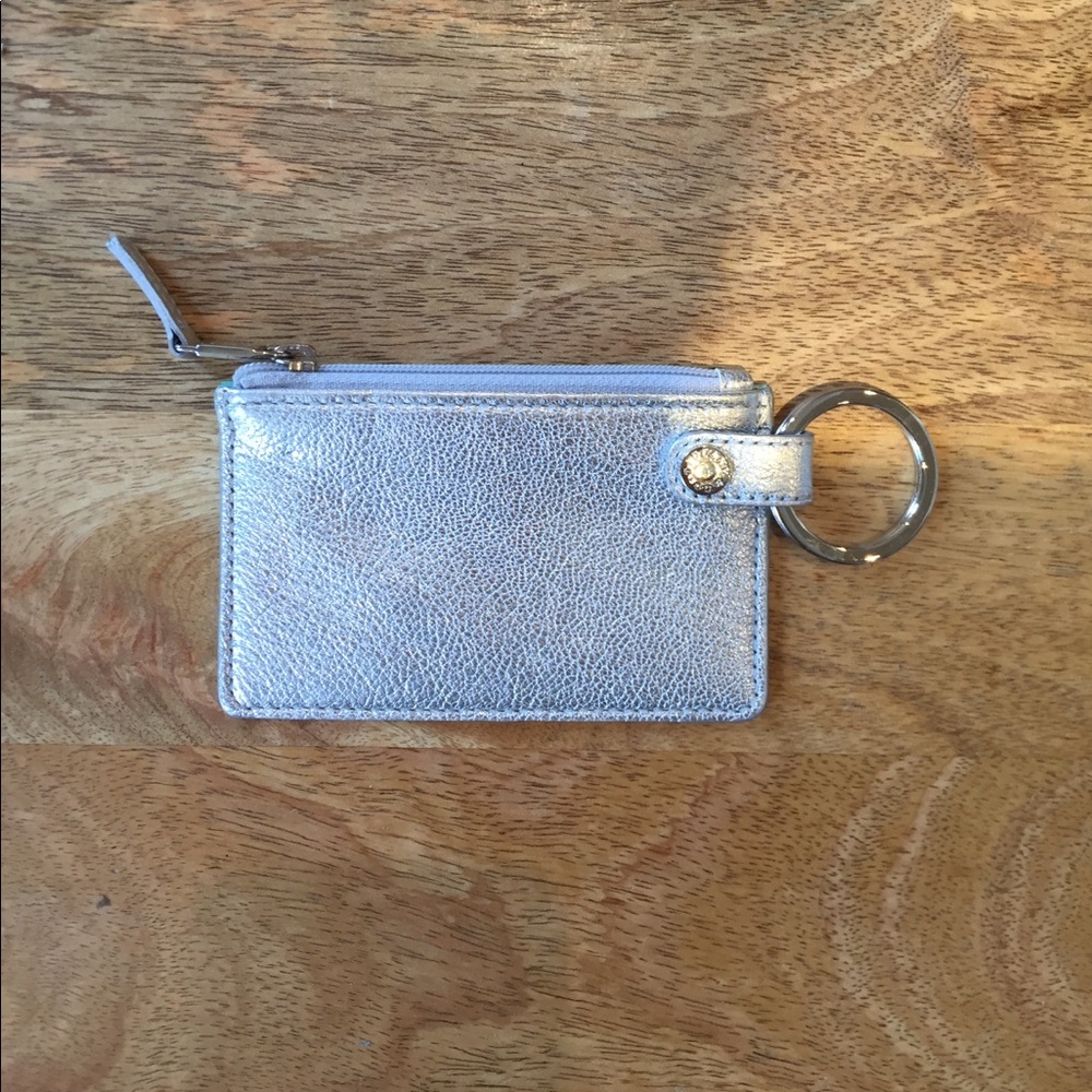 Tiffany Co Silver Leather Coin Purse Keychain