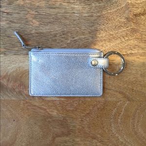 Tiffany Co Silver Leather Coin Purse Keychain