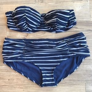 Jcrew Navy and White Striped 2 piece