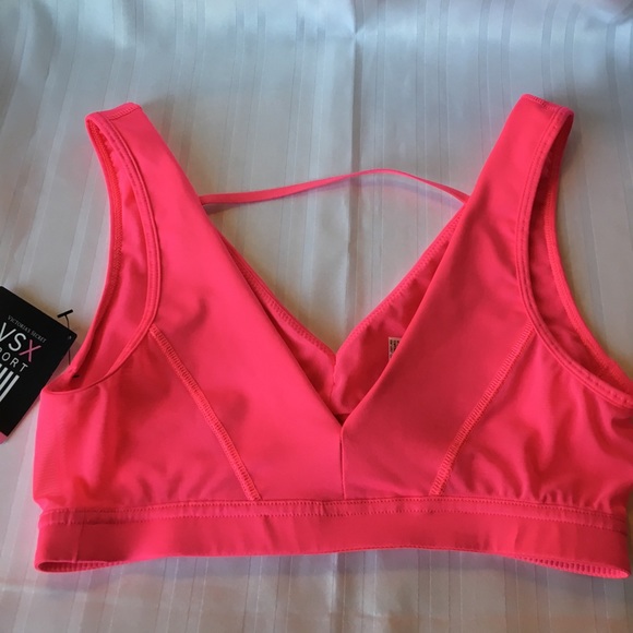New Victoria's Secret VSX Deep V Crop Sports Bra - Picture 2 of 5