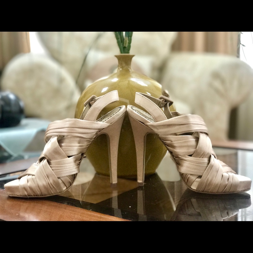 BP satin cream high heels size US 4 women