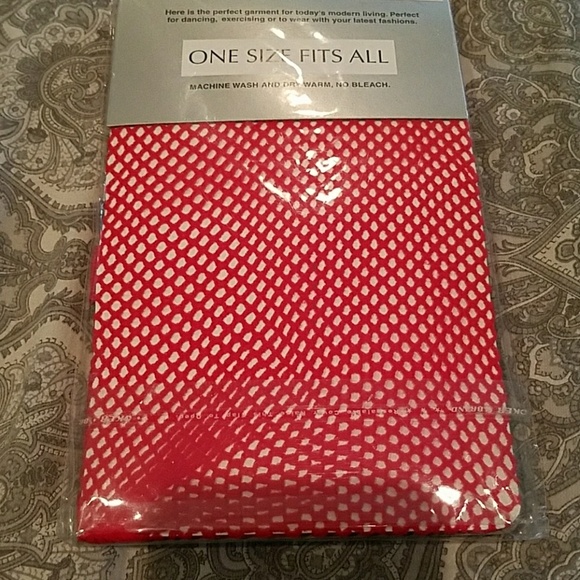 RED FISHNET VALENTINES TIGHTS NEW - Picture 2 of 4