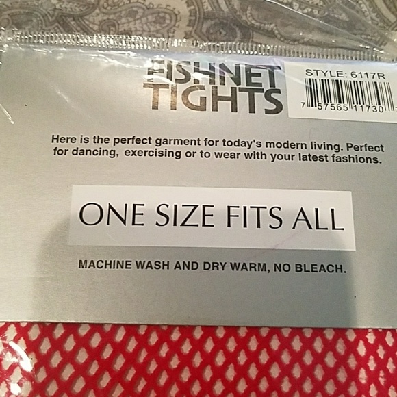 RED FISHNET VALENTINES TIGHTS NEW - Picture 3 of 4