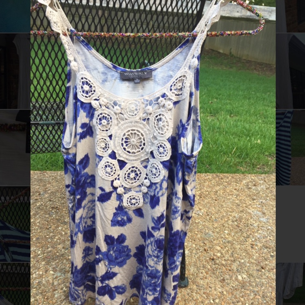 Blue and White tank from Anthropology