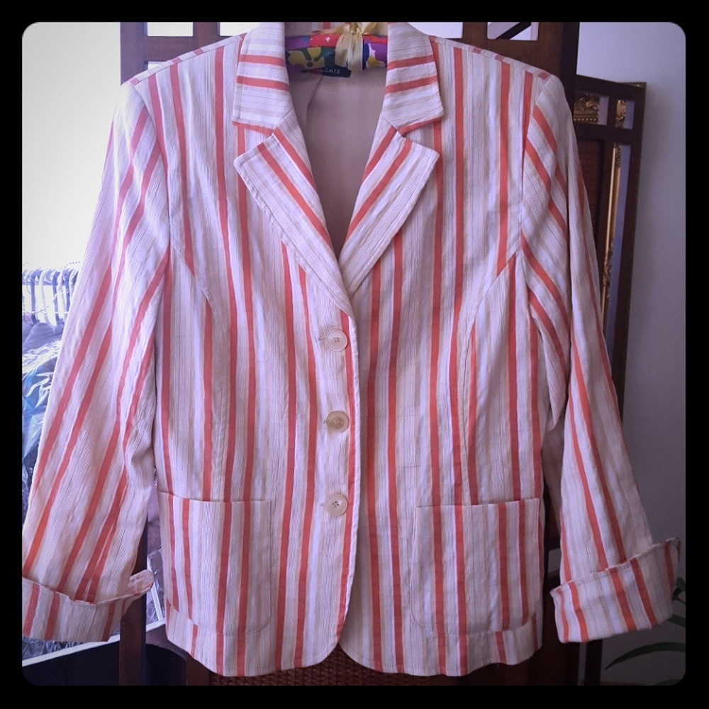Lecomte striped casual jacket. Size XL