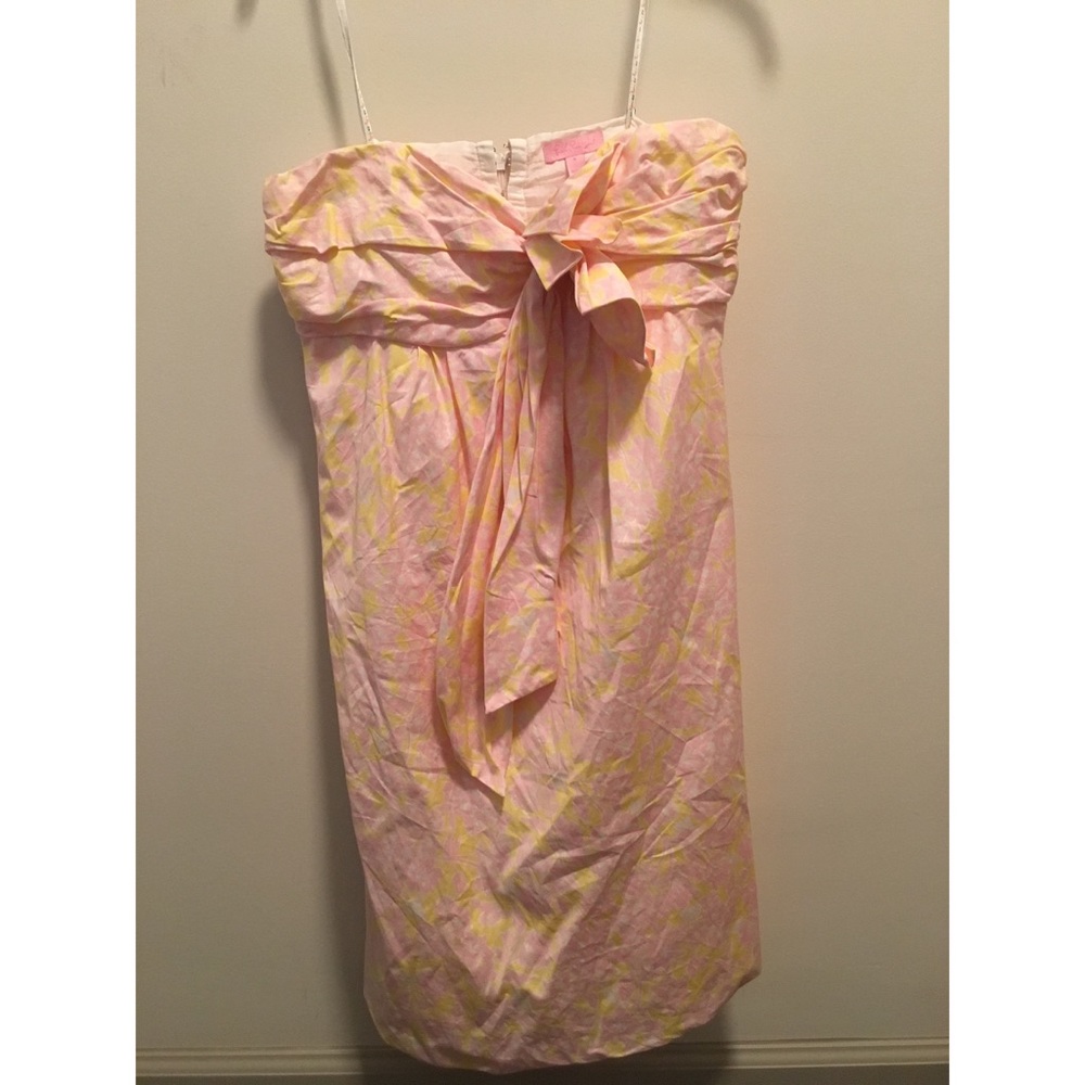 Lilly Pulitzer Pink & Yellow Strapless Dress