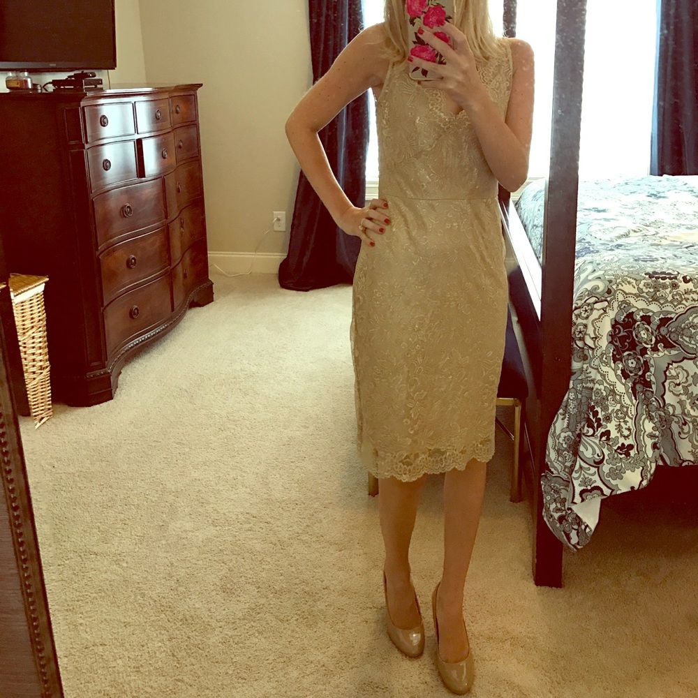 BCBG GOLD LACE DRESS