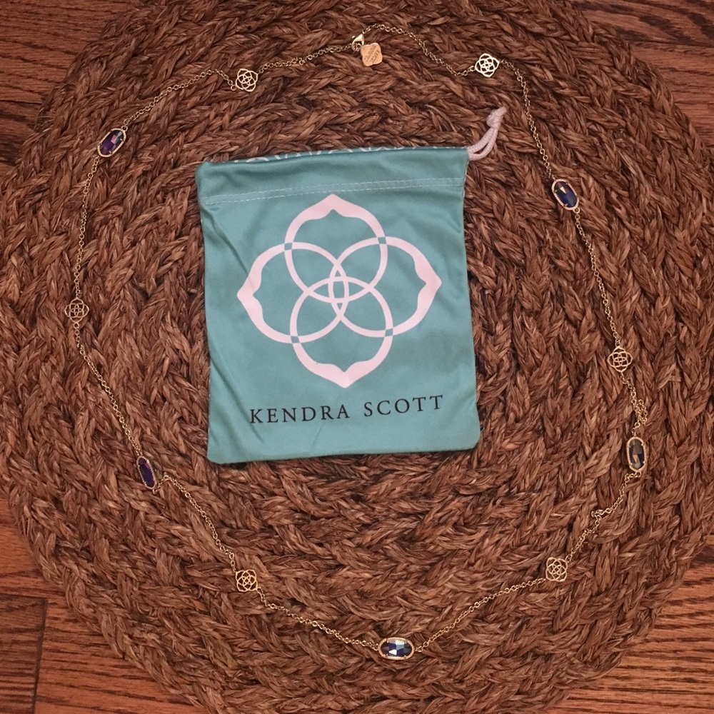 Kendra Scott Gold / Iridescent Blue Long Necklace