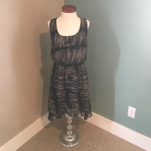 Black and Taupe Flutter Dress