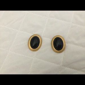 Black Bold Monet Pierced Earrings