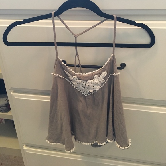 🌼Taupe Crop Top with Lacy Detail🌼 - Picture 2 of 4
