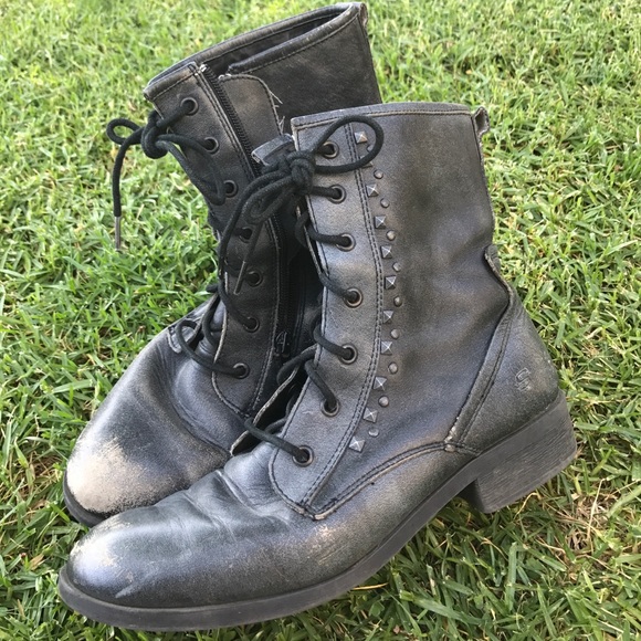 Studded • Distressed • Combat Boots - Picture 1 of 2