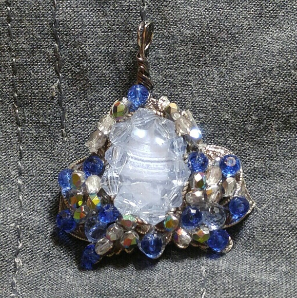 #0018 Artisan Handcrafted Blue Lace Agate Pendant - Picture 1 of 2